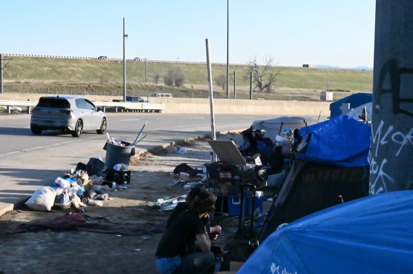 Homelessness encampments along Parker Rd. P/C: Bennito L. Kelty (https://www.westword.com)
